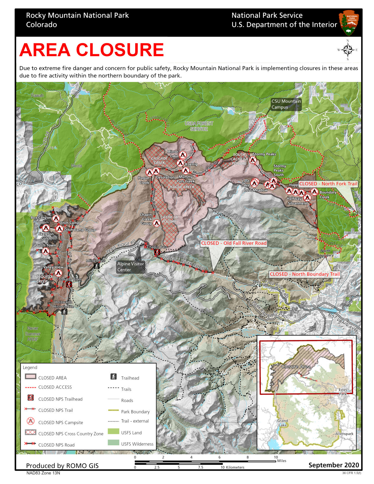 Cameron Peak Fire Update, RMNP, Sept 10, 2020